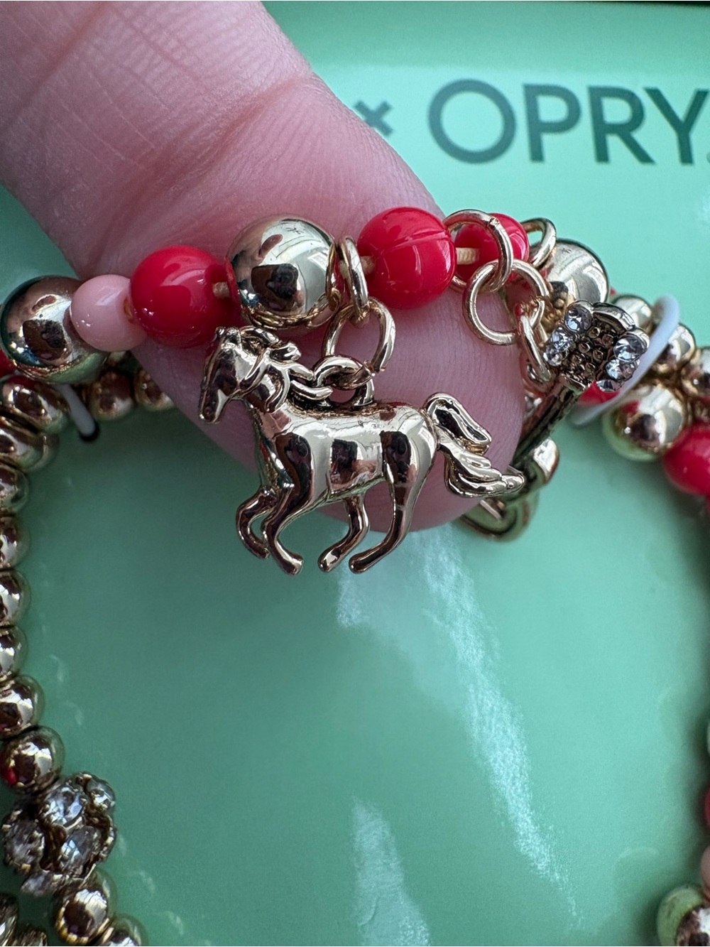 NWT Hallmark x Opry Pink Red Beaded Charm Bracelet Set of 3 - Picture 5 of 8